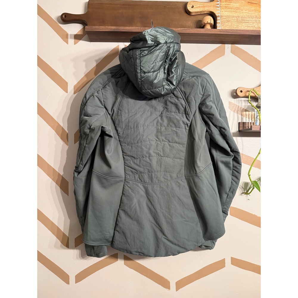 Lululemon Puffer Coat Women 10 Green Primaloft Hooded Jacket LW4BT6S - Picture 2 of 6